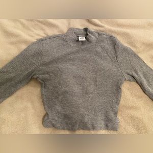 Tna waffle mock neck long sleeve croptop